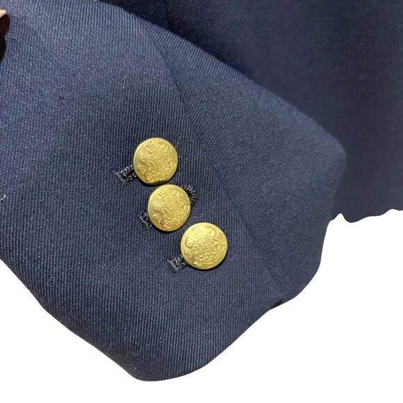 J Crew Original School Boy Blazer Womens 6 Navy Blue Gold Button Wool Blend - Picture 4 of 7
